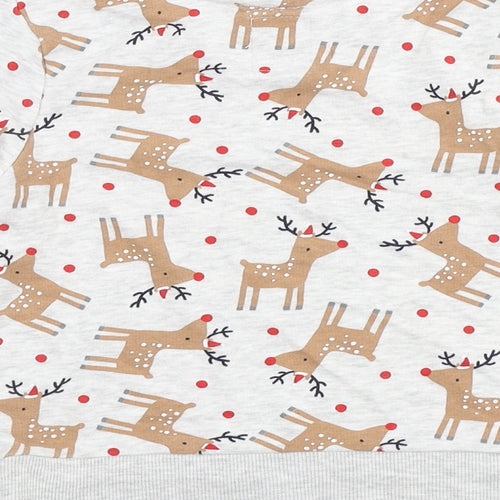 George Girls Grey Geometric Cotton Pullover Sweatshirt Size 4-5 Years - Christmas Reindeer