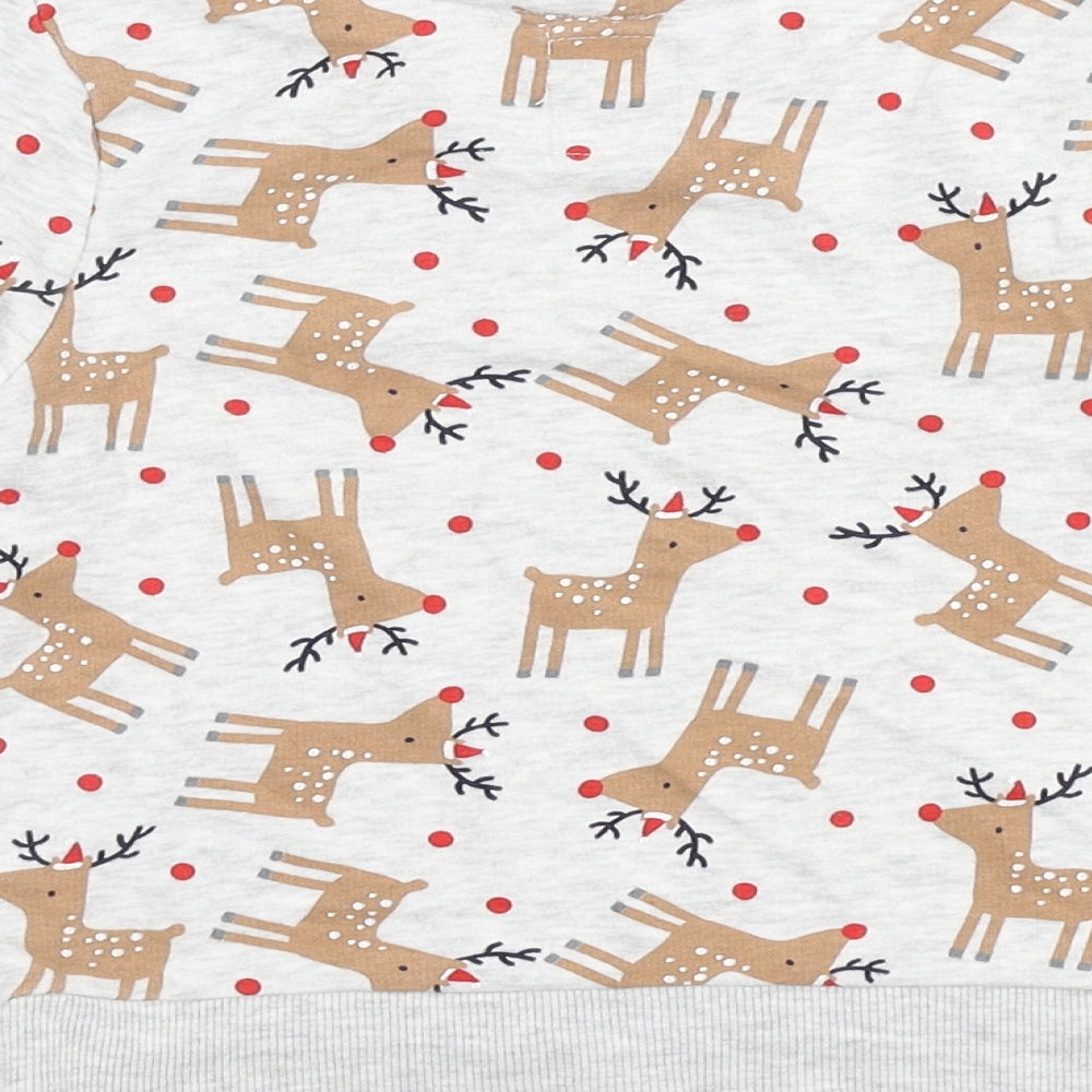 George Girls Grey Geometric Cotton Pullover Sweatshirt Size 4-5 Years - Christmas Reindeer