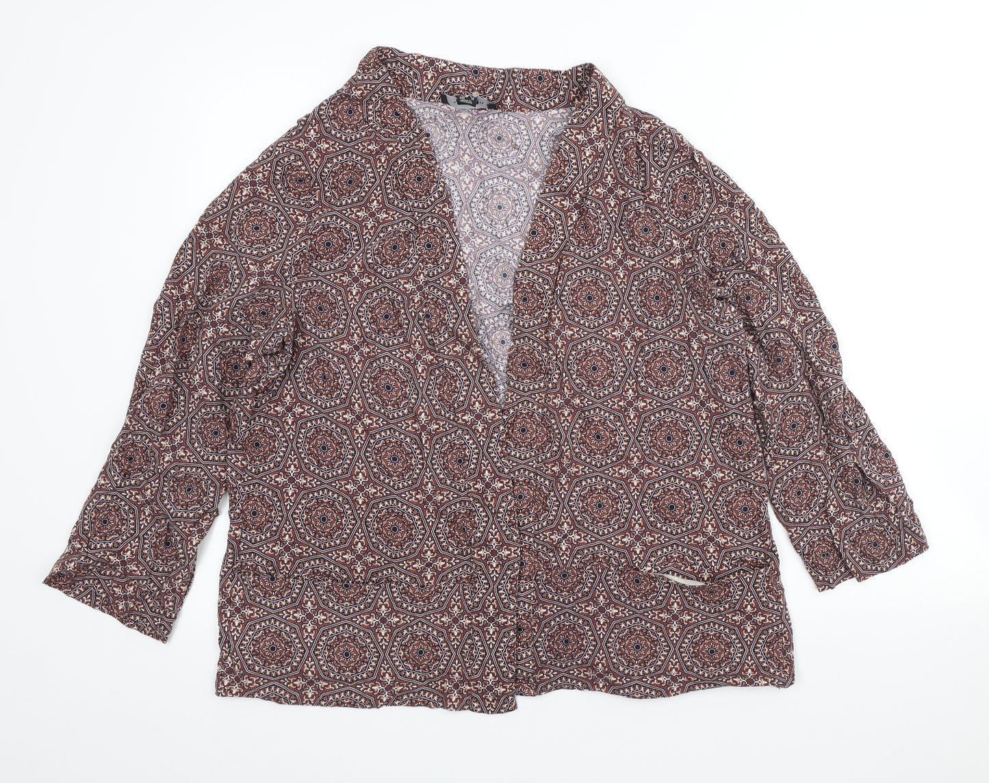 Atmosphere Womens Multicoloured Geometric Viscose Kimono Blouse Size 20 Round Neck