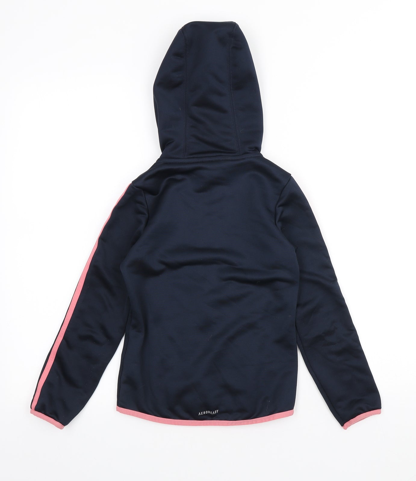 adidas Girls Blue Polyester Full Zip Hoodie Size 7-8 Years Zip