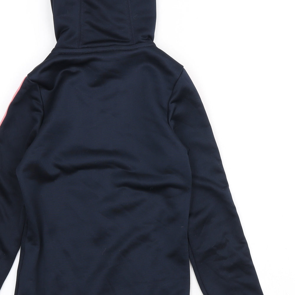 adidas Girls Blue Polyester Full Zip Hoodie Size 7-8 Years Zip