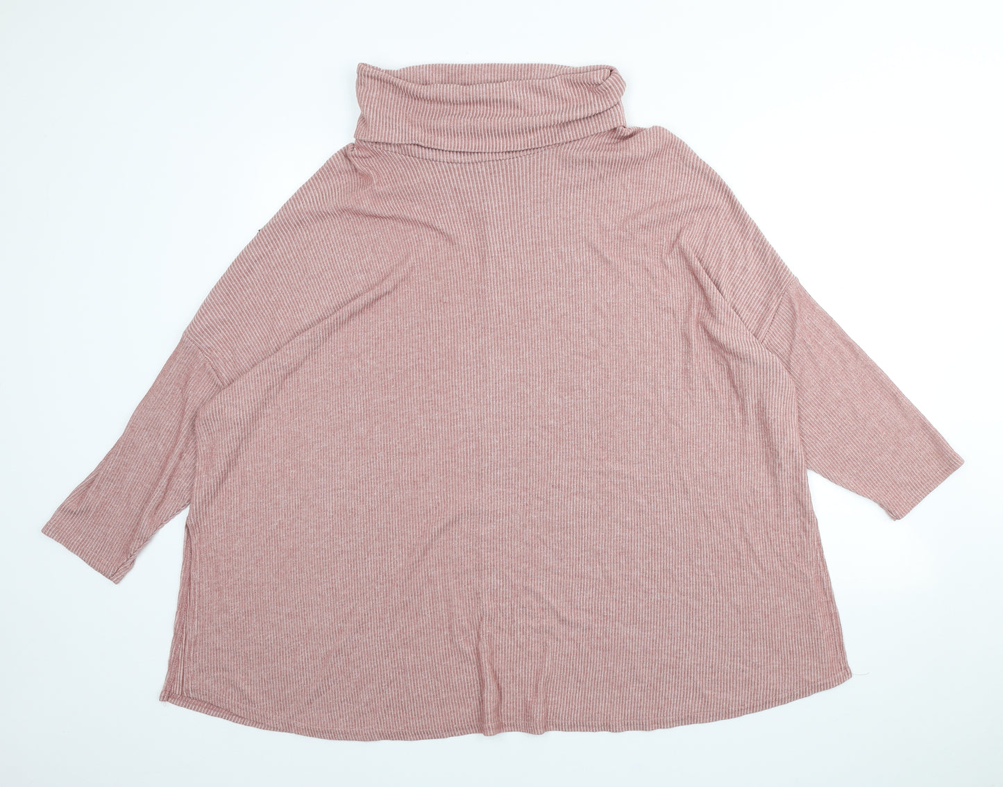 Yours Womens Pink Roll Neck Polyester Pullover Jumper Size 24