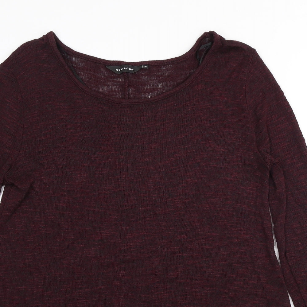 New Look Womens Red Scoop Neck Viscose Pullover Jumper Size 14
