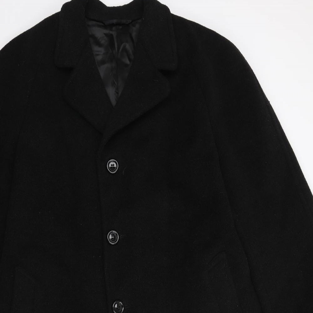 Burton Tailoring Mens Black Overcoat Coat Size XL Button