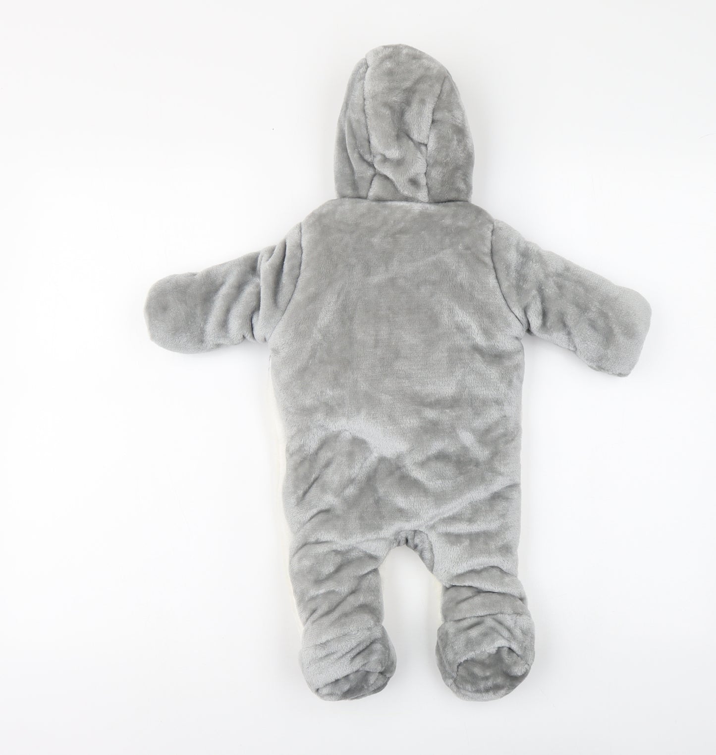 F&F Baby Grey Polyester Babygrow One-Piece Size 3-6 Months Zip - Bear