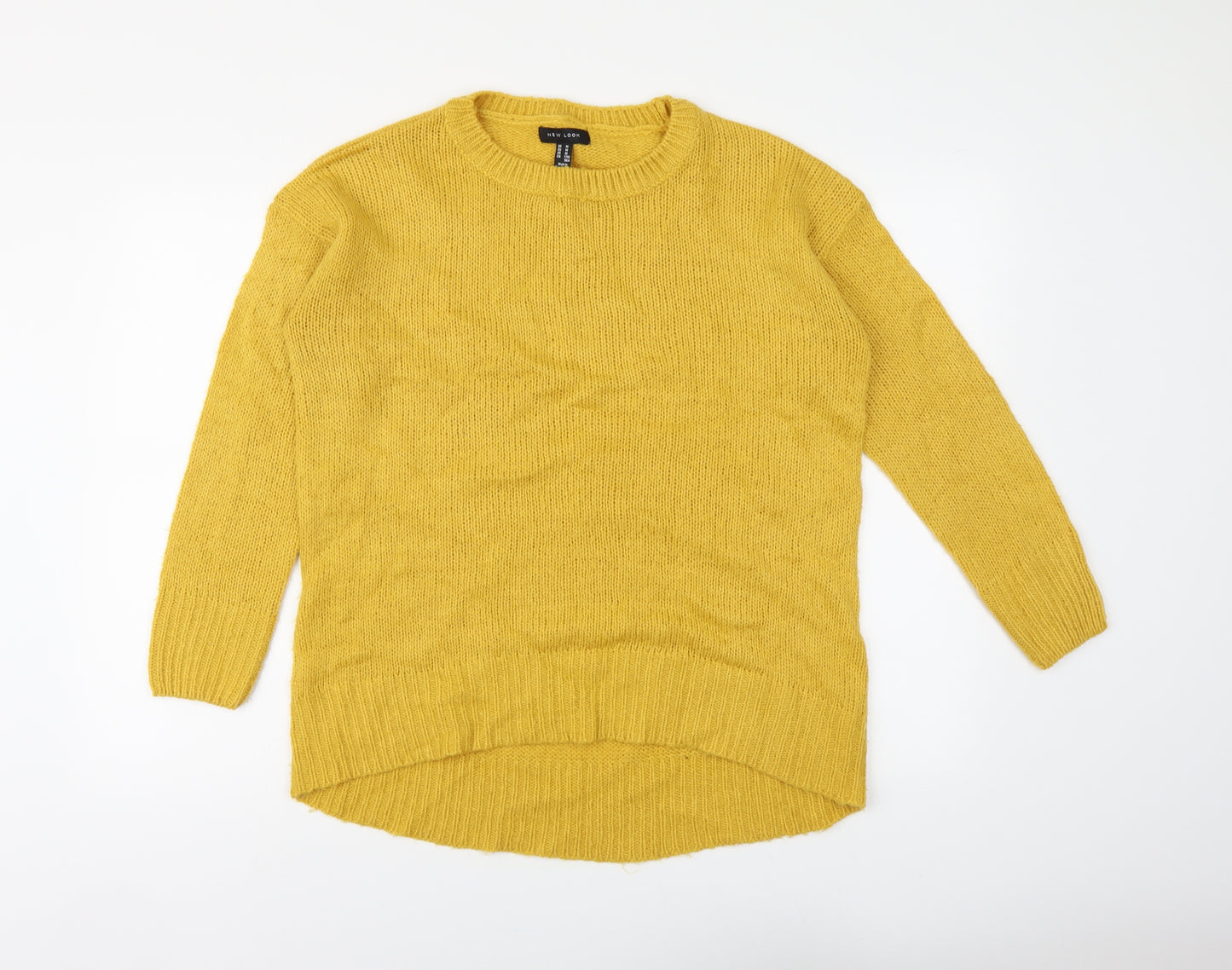 New Look Womens Yellow Round Neck Acrylic Pullover Jumper Size M