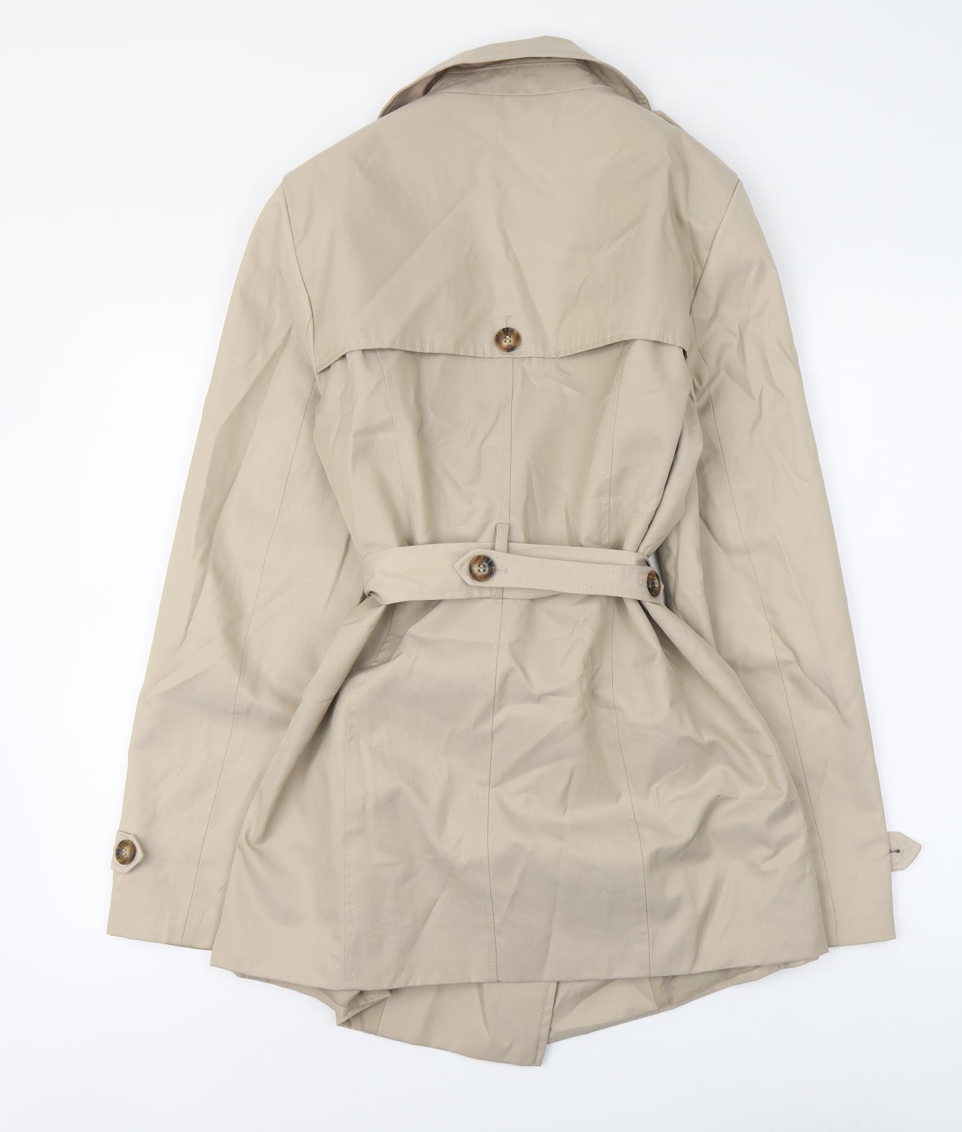 Debenhams Womens Beige Trench Coat Coat Size 12 Button