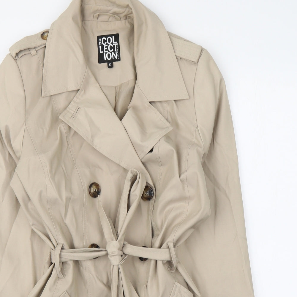 Debenhams Womens Beige Trench Coat Coat Size 12 Button