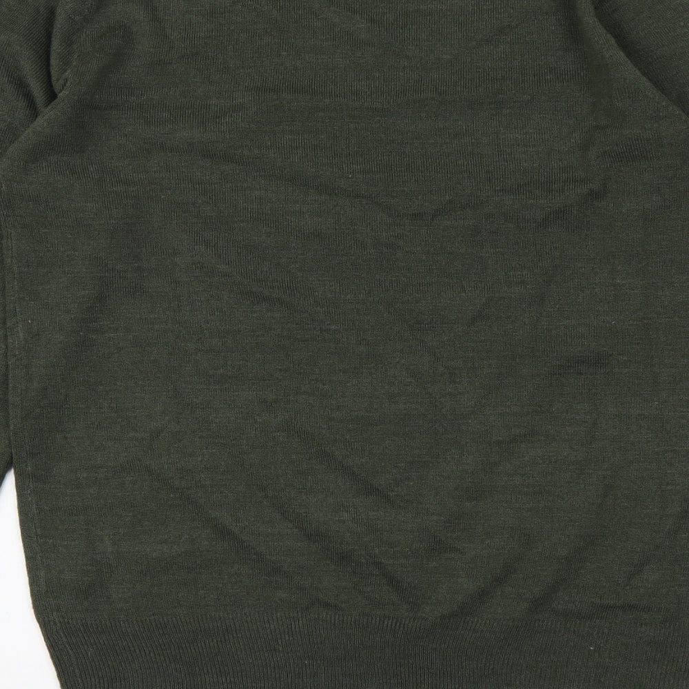 Brave Soul Mens Green Round Neck Acrylic Pullover Jumper Size M