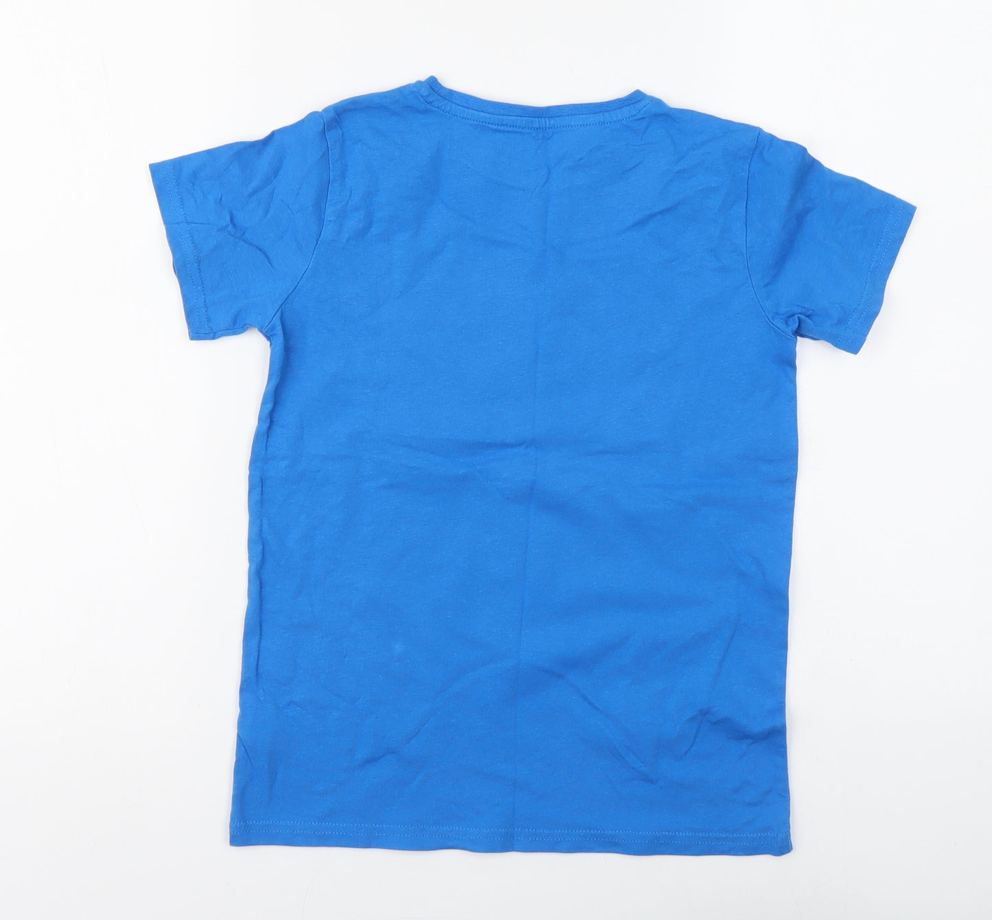 Dunnes Stores Boys Blue Cotton Basic T-Shirt Size 7-8 Years Round Neck Pullover - Dinosaur