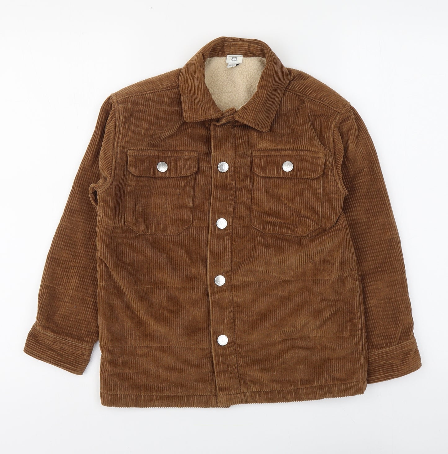 River Island Boys Brown Jacket Size 7-8 Years Button