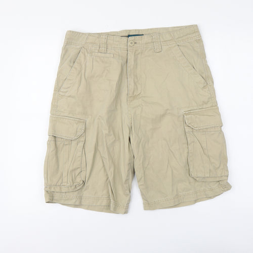 Cedar Wood State Mens Beige Cotton Bermuda Shorts Size XL L11 in Regular Button