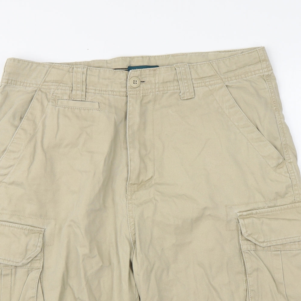 Cedar Wood State Mens Beige Cotton Bermuda Shorts Size XL L11 in Regular Button