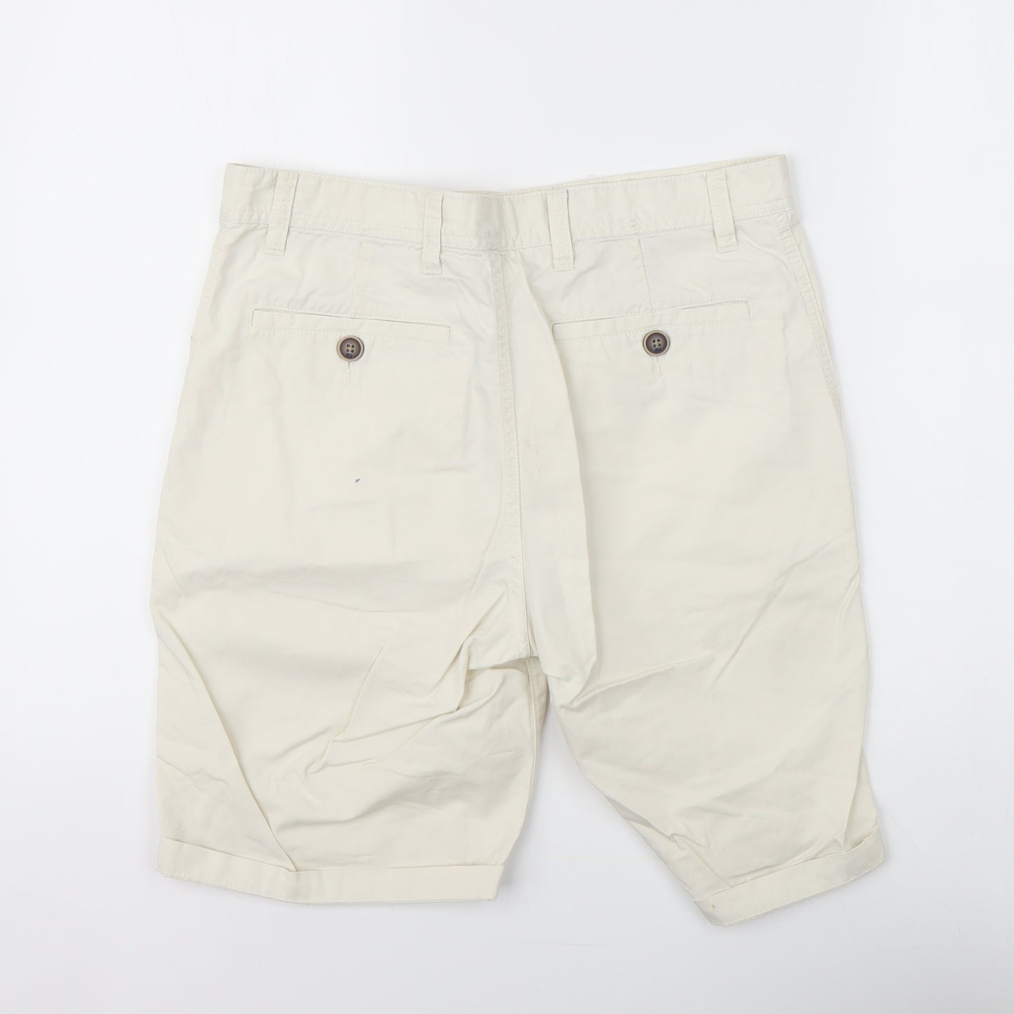 NEXT Mens White Cotton Chino Shorts Size 30 L9 in Regular Button