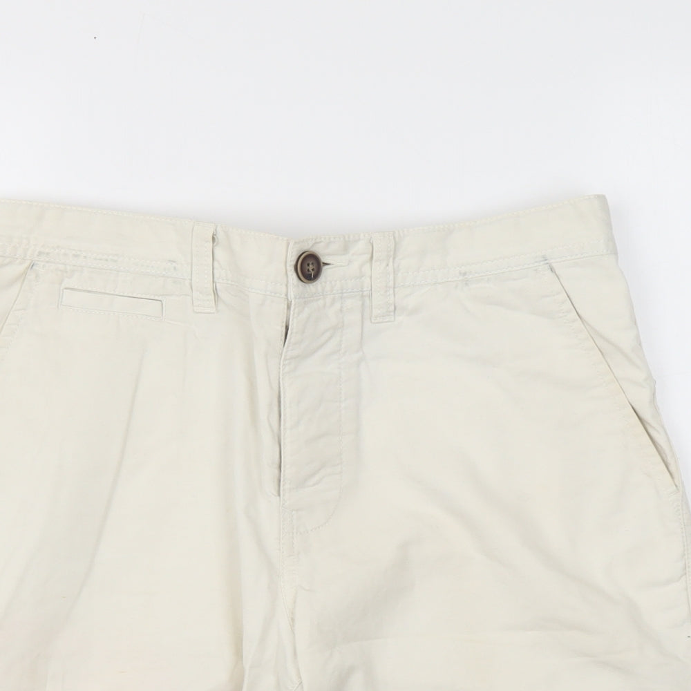 NEXT Mens White Cotton Chino Shorts Size 30 L9 in Regular Button