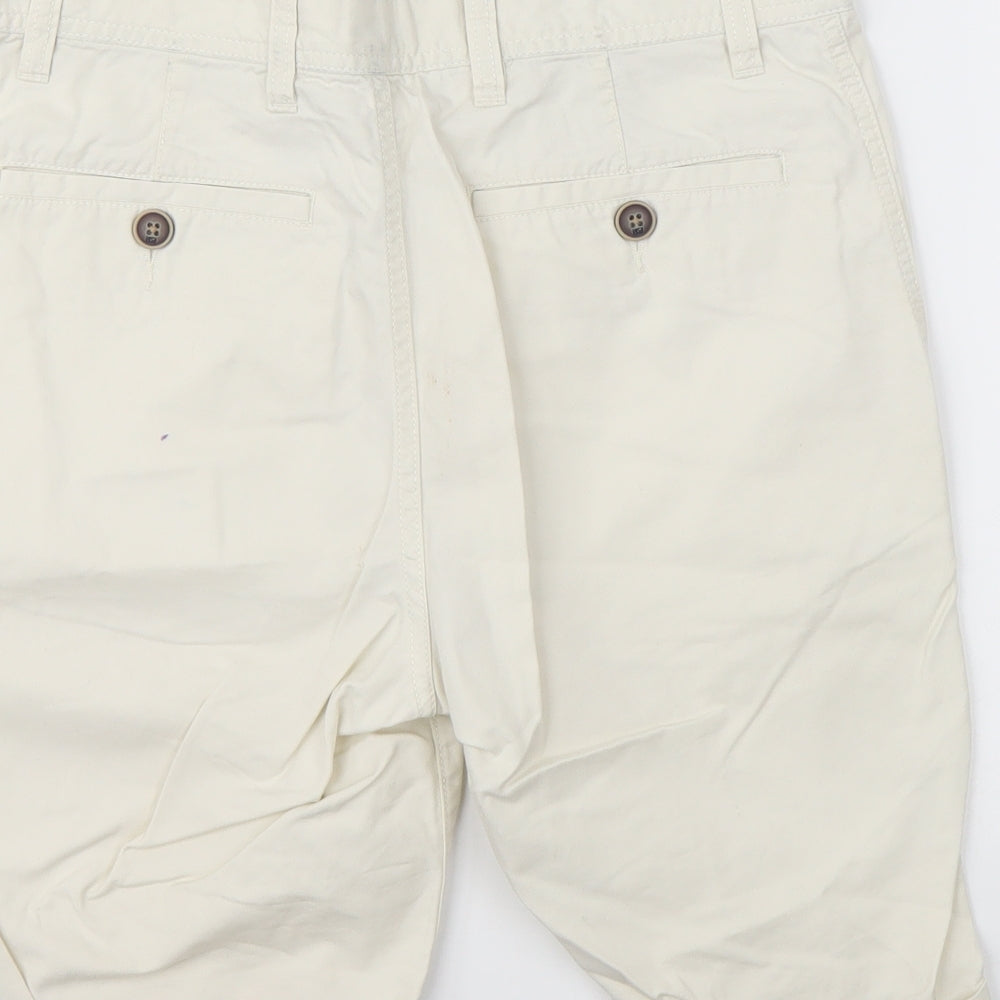 NEXT Mens White Cotton Chino Shorts Size 30 L9 in Regular Button