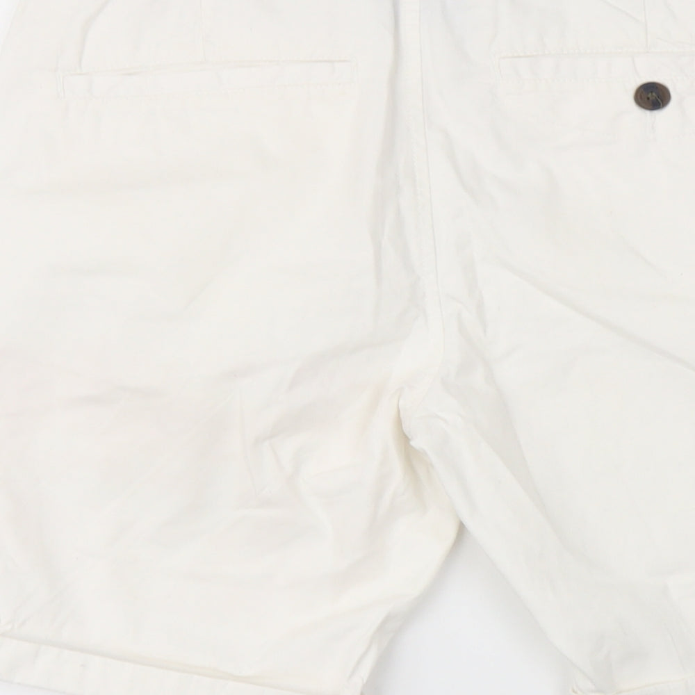 NEXT Mens White Cotton Chino Shorts Size 30 L9 in Regular Button