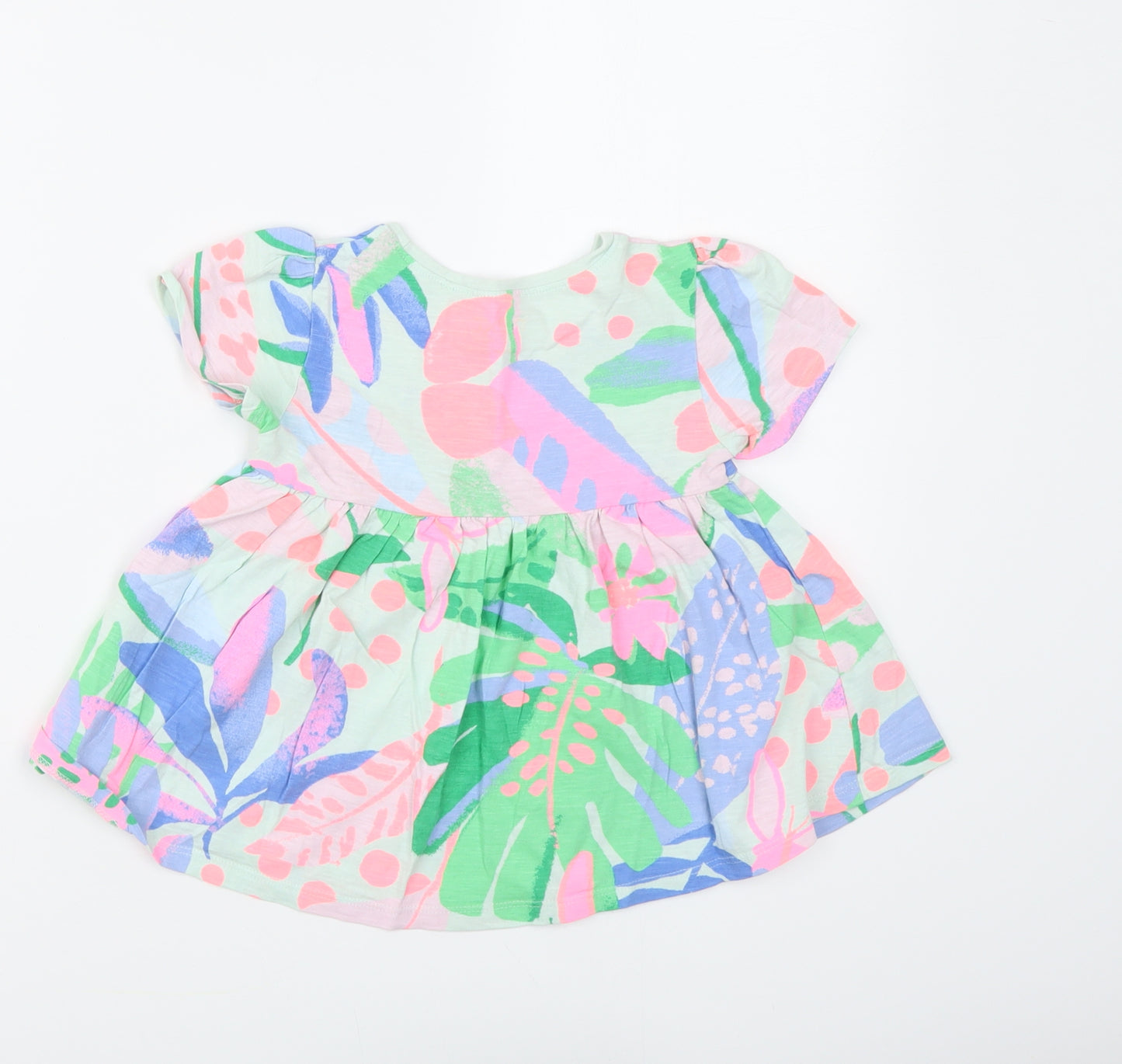 NEXT Girls Multicoloured Geometric Cotton Basic T-Shirt Size 3-4 Years Round Neck Pullover