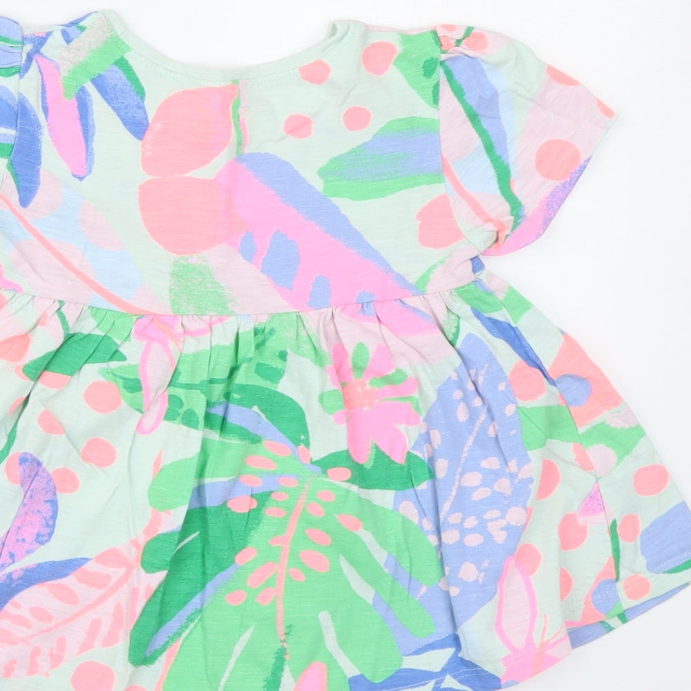 NEXT Girls Multicoloured Geometric Cotton Basic T-Shirt Size 3-4 Years Round Neck Pullover