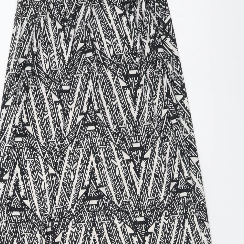 New Look Womens Black Geometric Polyester Maxi Size 8 Round Neck Button