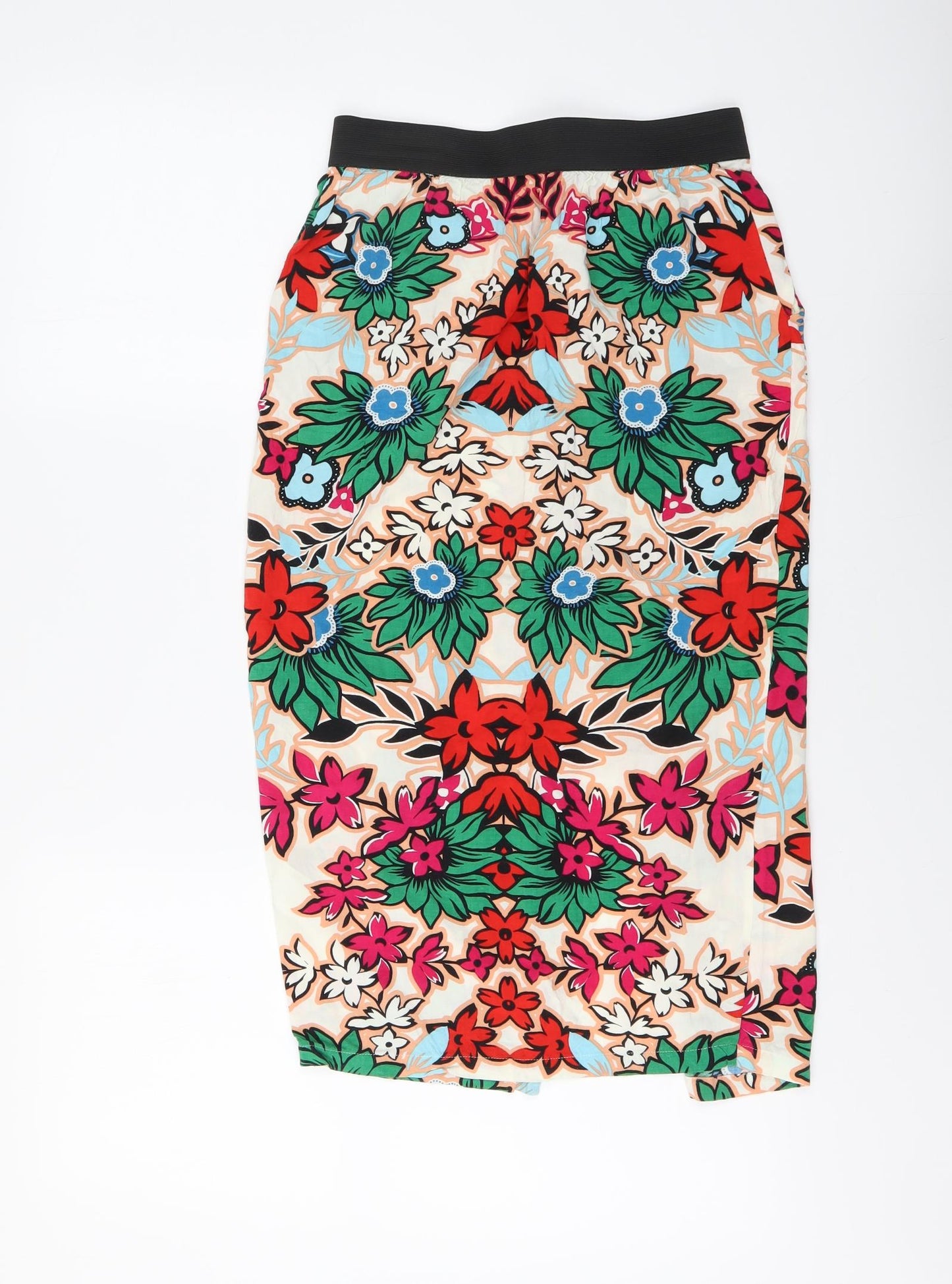 Warehouse Womens Multicoloured Floral Viscose A-Line Skirt Size 8 Button