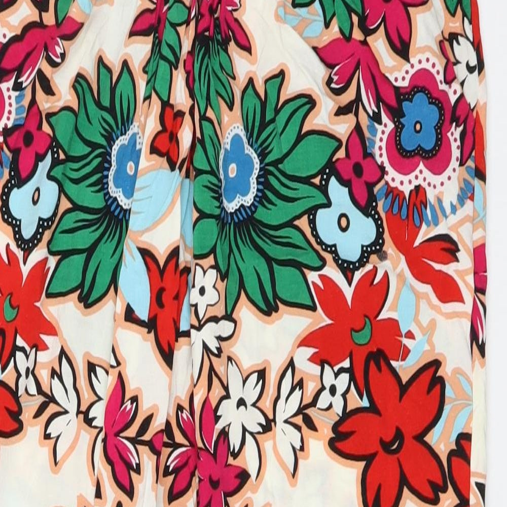Warehouse Womens Multicoloured Floral Viscose A-Line Skirt Size 8 Button