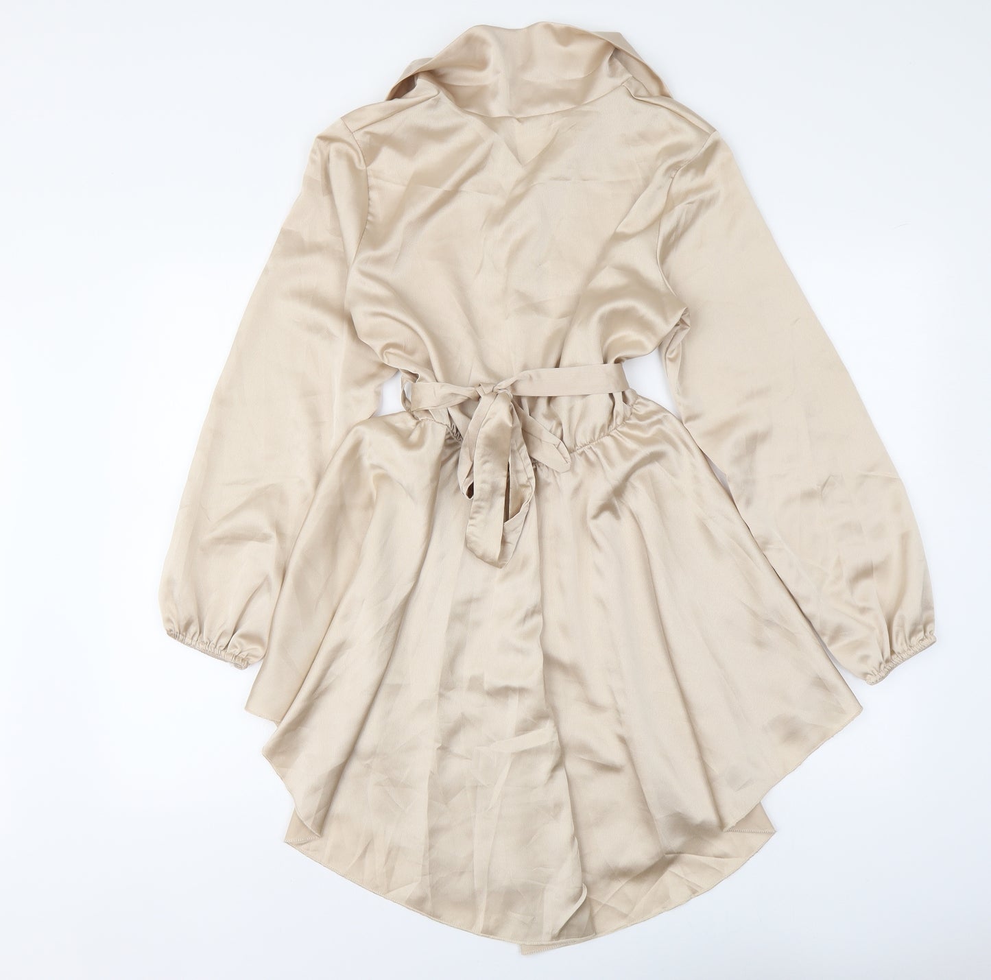 Bella Womens Beige Polyester Skater Dress Size S V-Neck Button