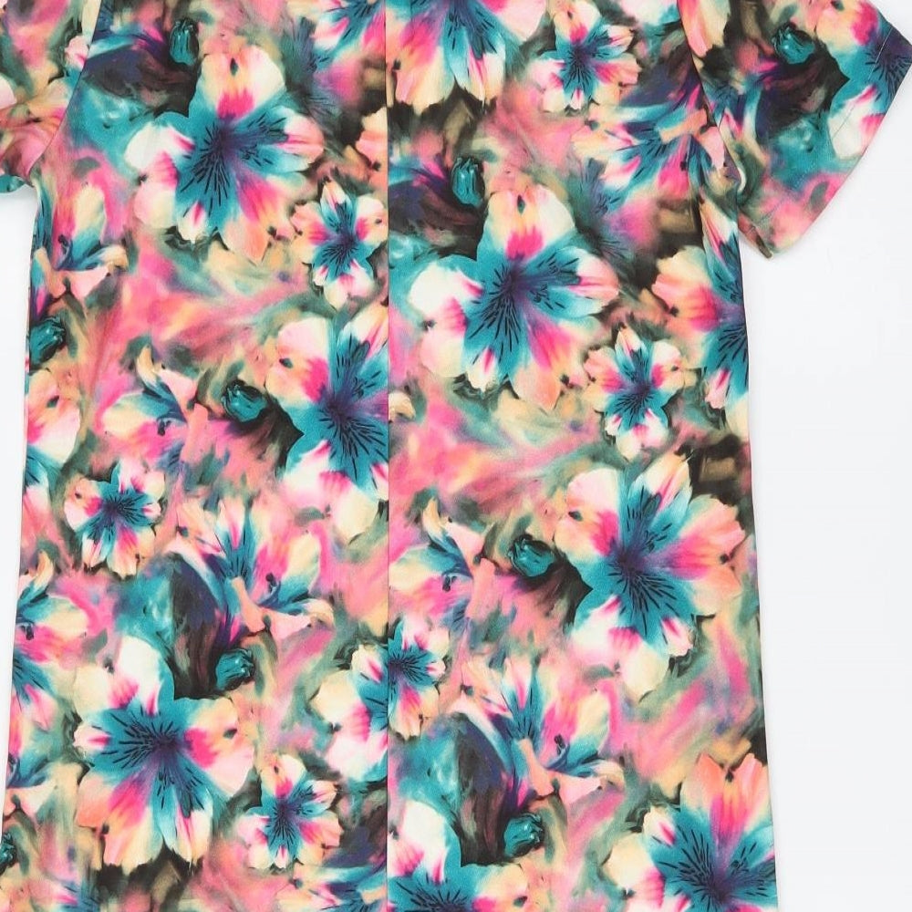 Glamorous Womens Multicoloured Floral Polyester A-Line Size 12 Collared Zip