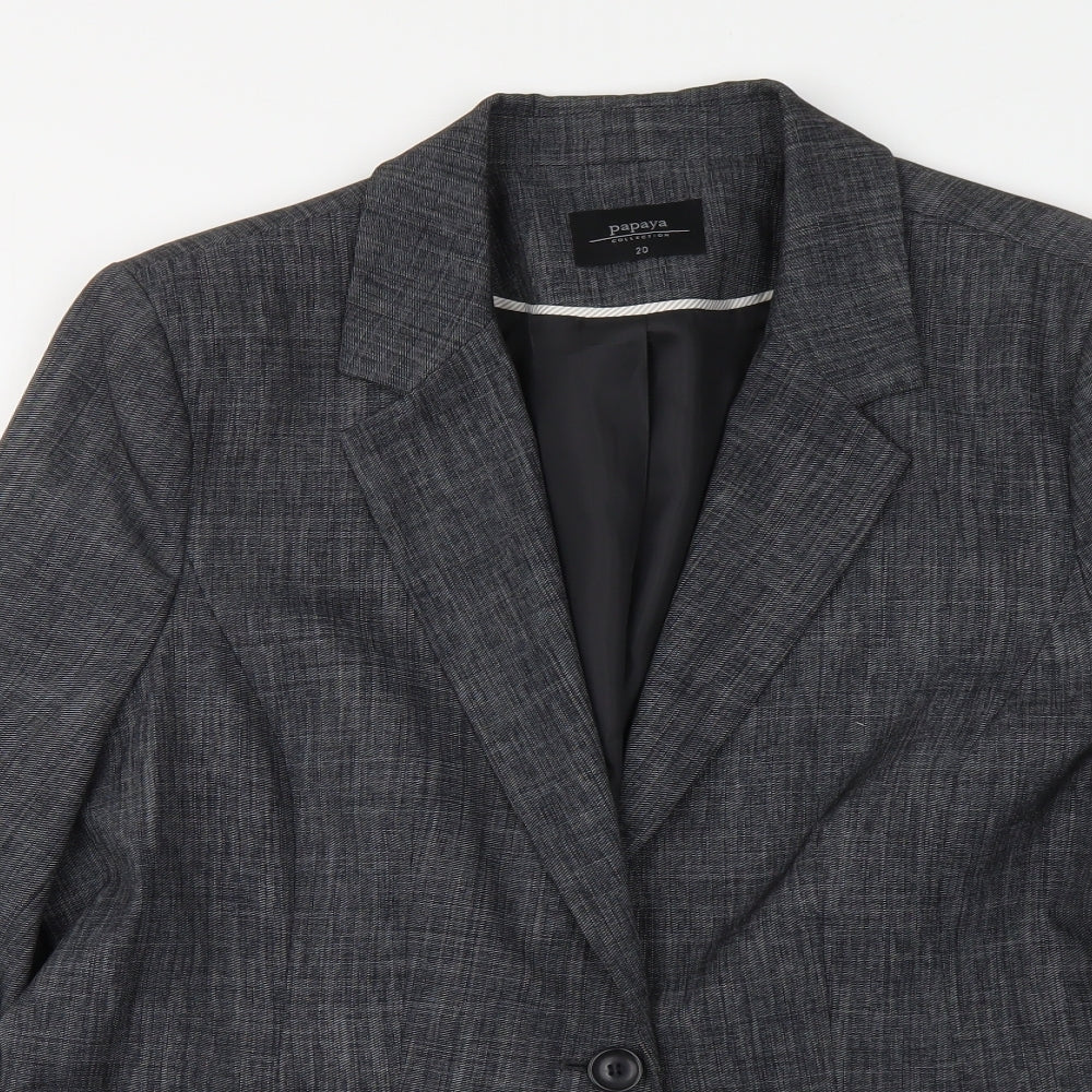 Papaya Womens Grey Polyester Jacket Suit Jacket Size 20