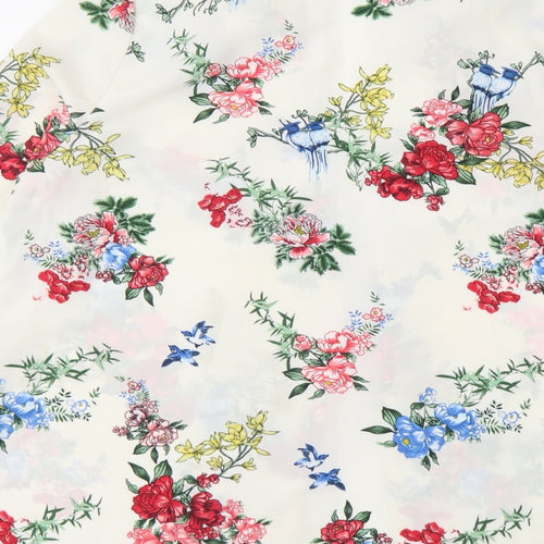 Primark Womens White Floral Jacket Size 16 Tie