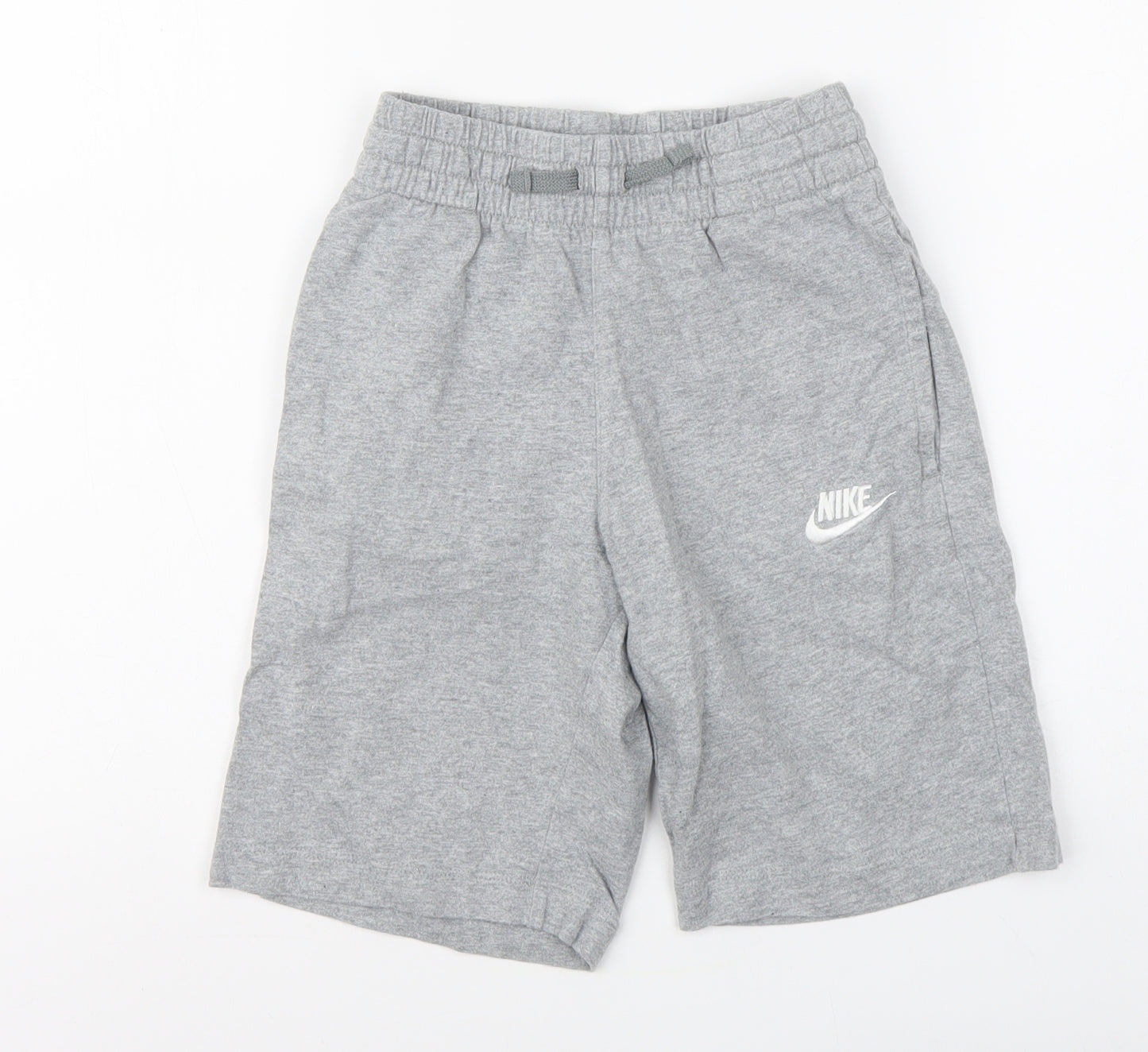 Nike Boys Grey Cotton Sweat Shorts Size 8-9 Years Regular Drawstring