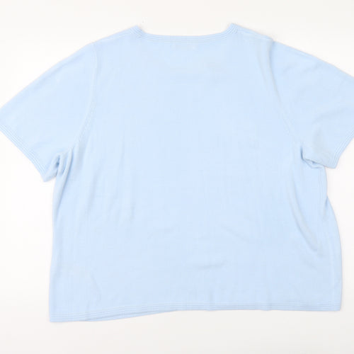Marks and Spencer Womens Blue Acrylic Basic T-Shirt Size 22 Round Neck