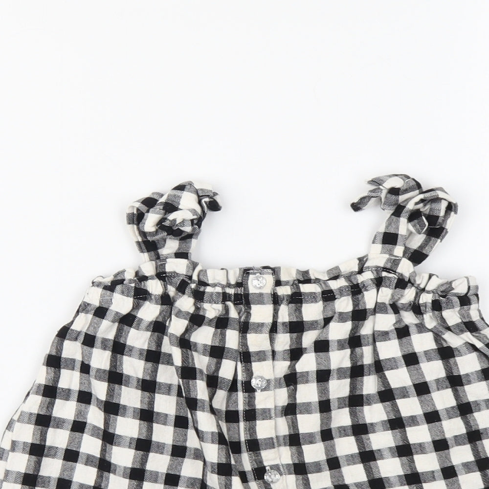 River Island Girls Black Check Cotton Basic Tank Size 2-3 Years Square Neck Pullover