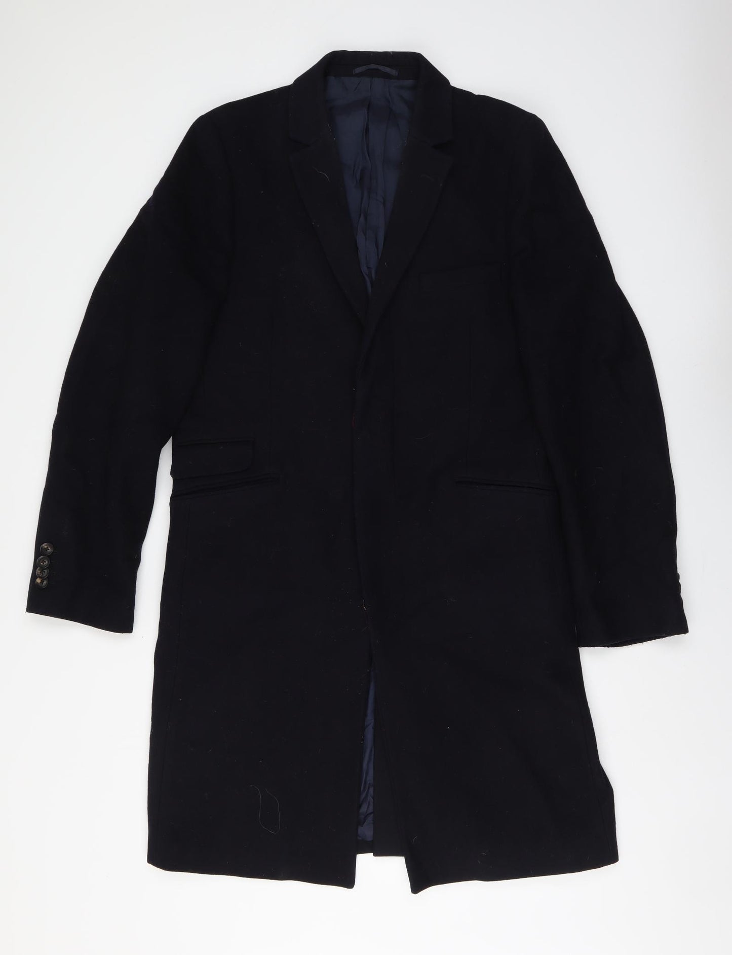 Jack Wills Mens Blue Pea Coat Coat Size L Button