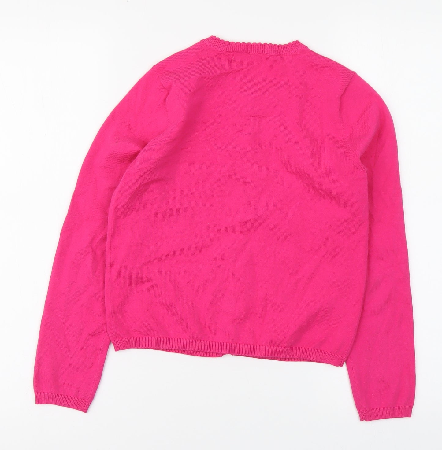 George Girls Pink Round Neck Cotton Cardigan Jumper Size 9-10 Years Button