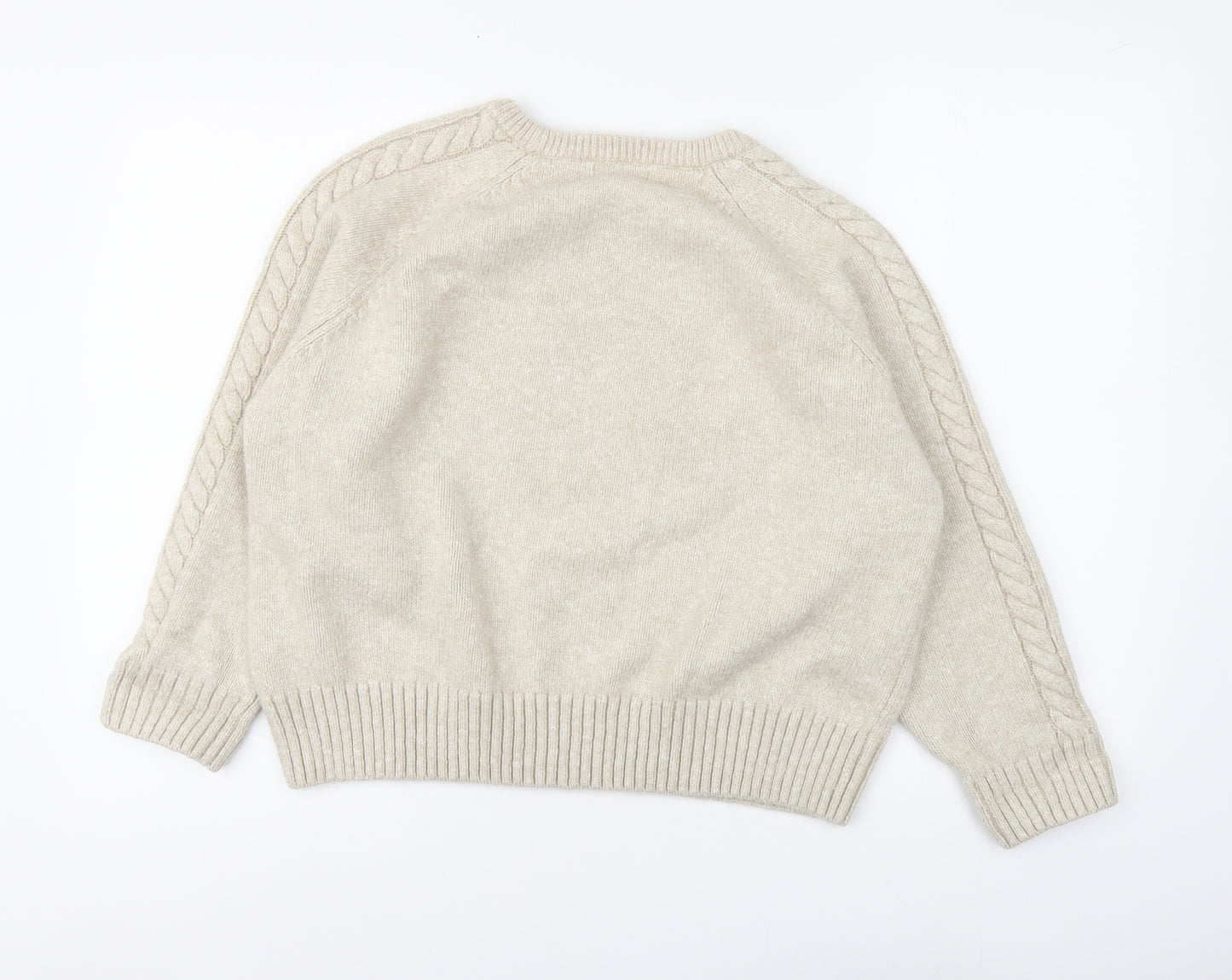 TU Womens Beige Round Neck Acrylic Pullover Jumper Size 18