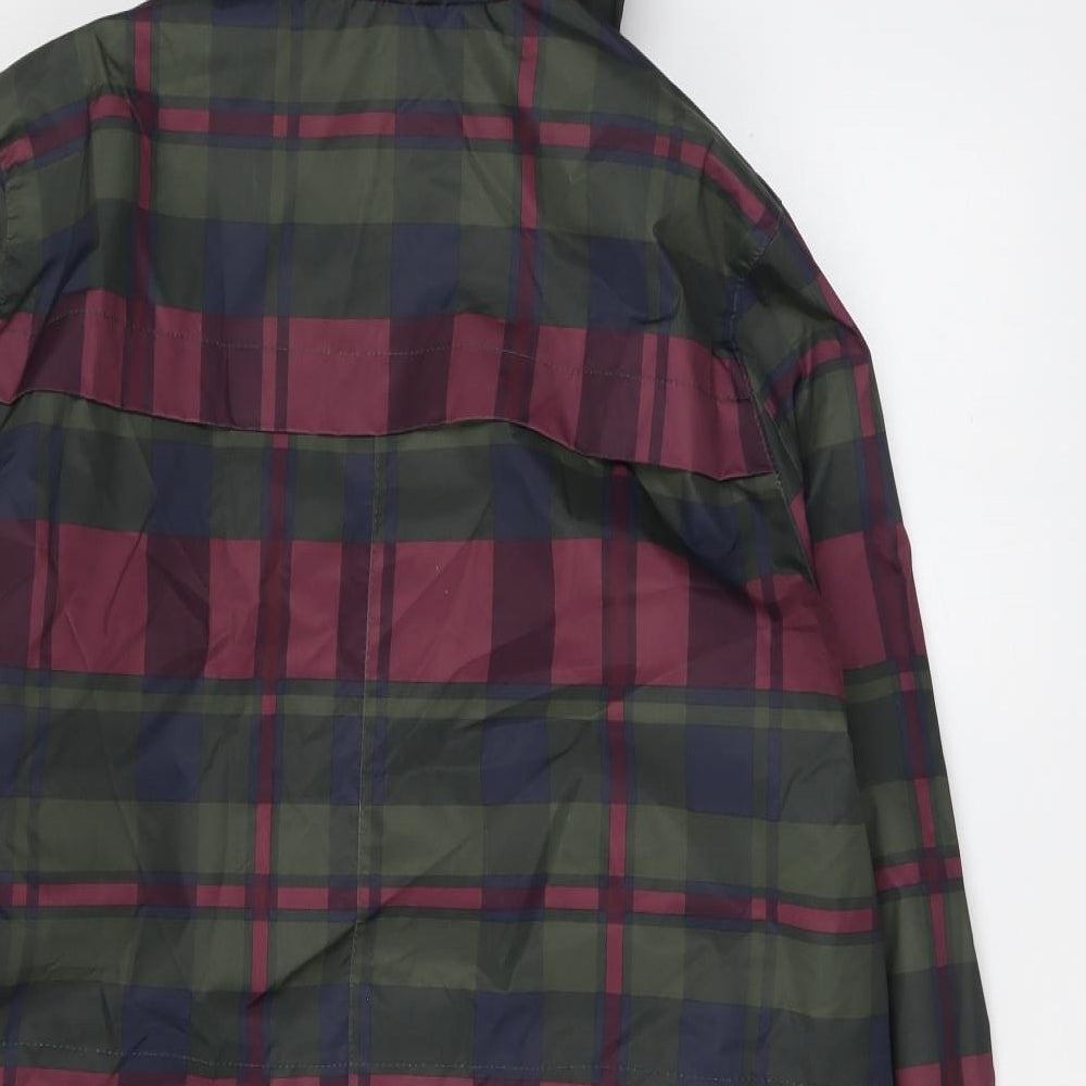 TU Womens Green Plaid Parka Jacket Size 16 Zip