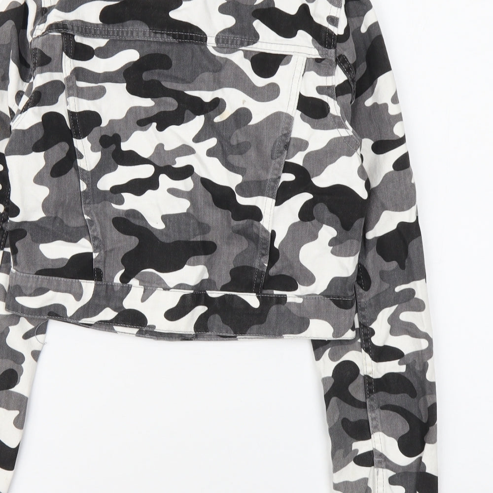 New Look Girls Grey Camouflage Jacket Size 12-13 Years Button