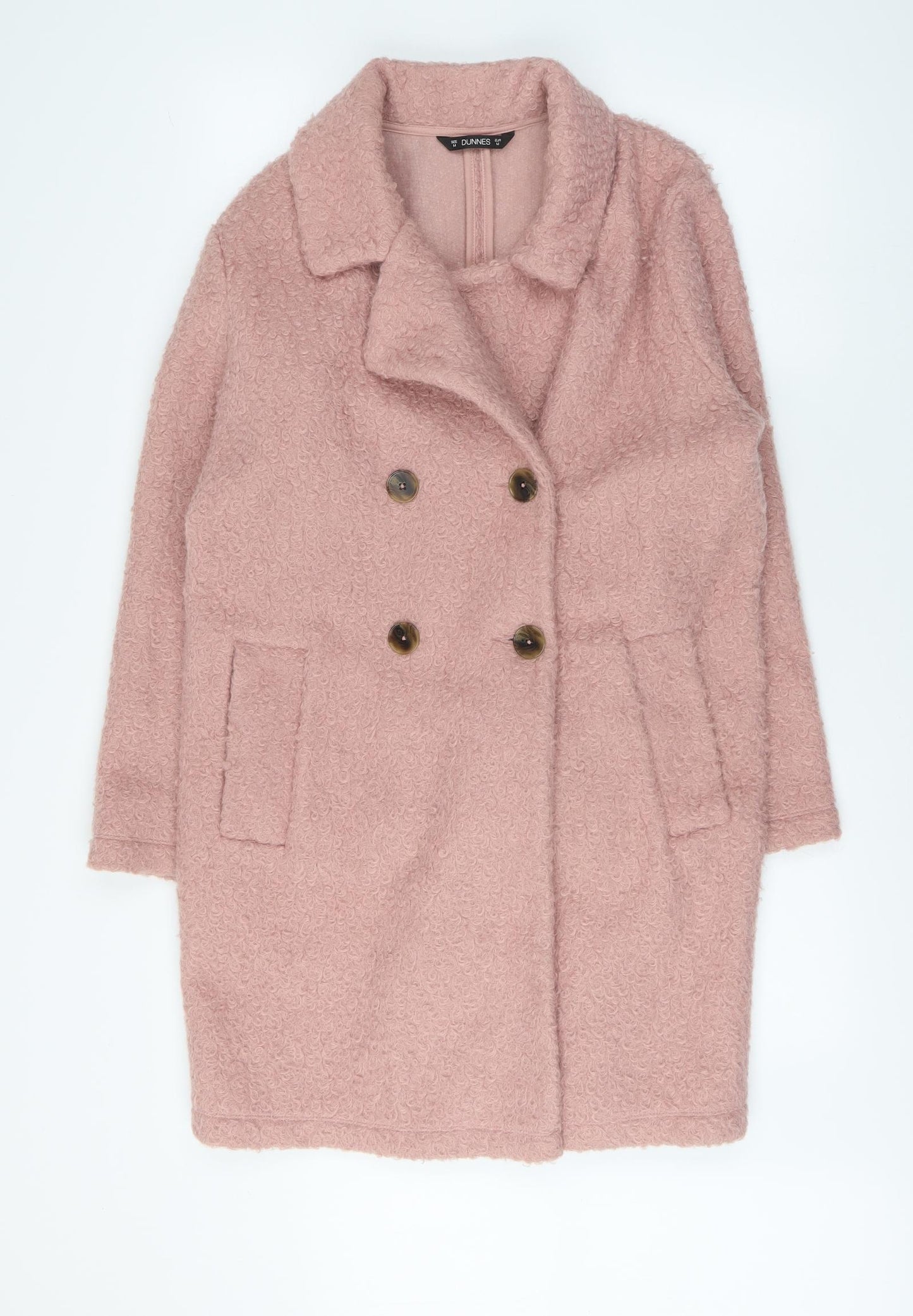 Dunnes Stores Womens Pink Overcoat Coat Size M Button