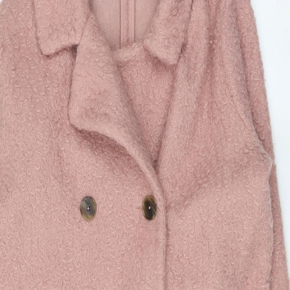 Dunnes Stores Womens Pink Overcoat Coat Size M Button