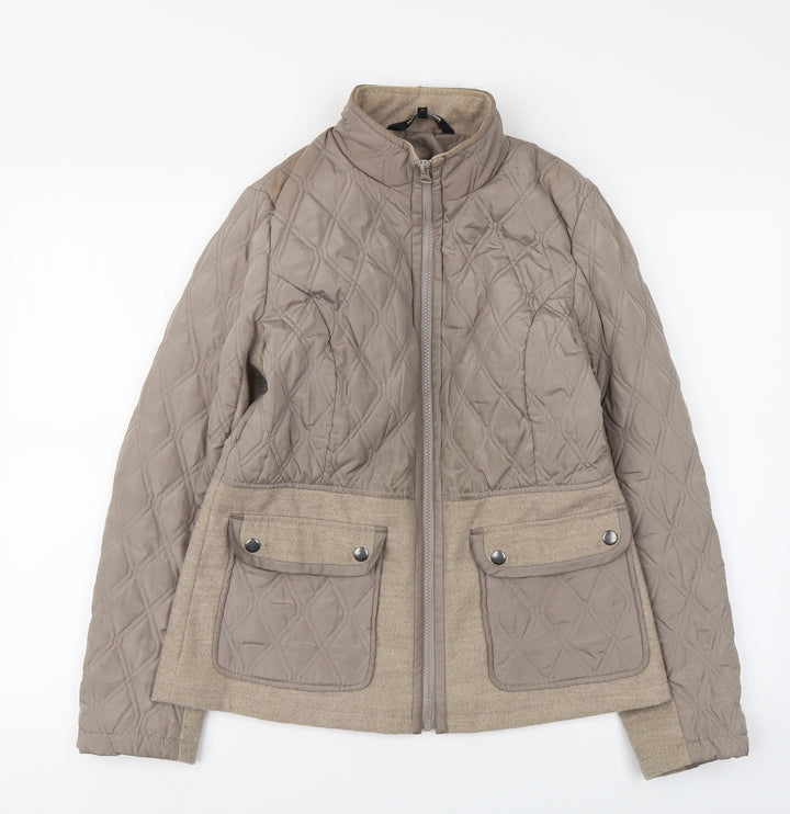 Debenhams Womens Beige Argyle/Diamond Jacket Size 10 Button