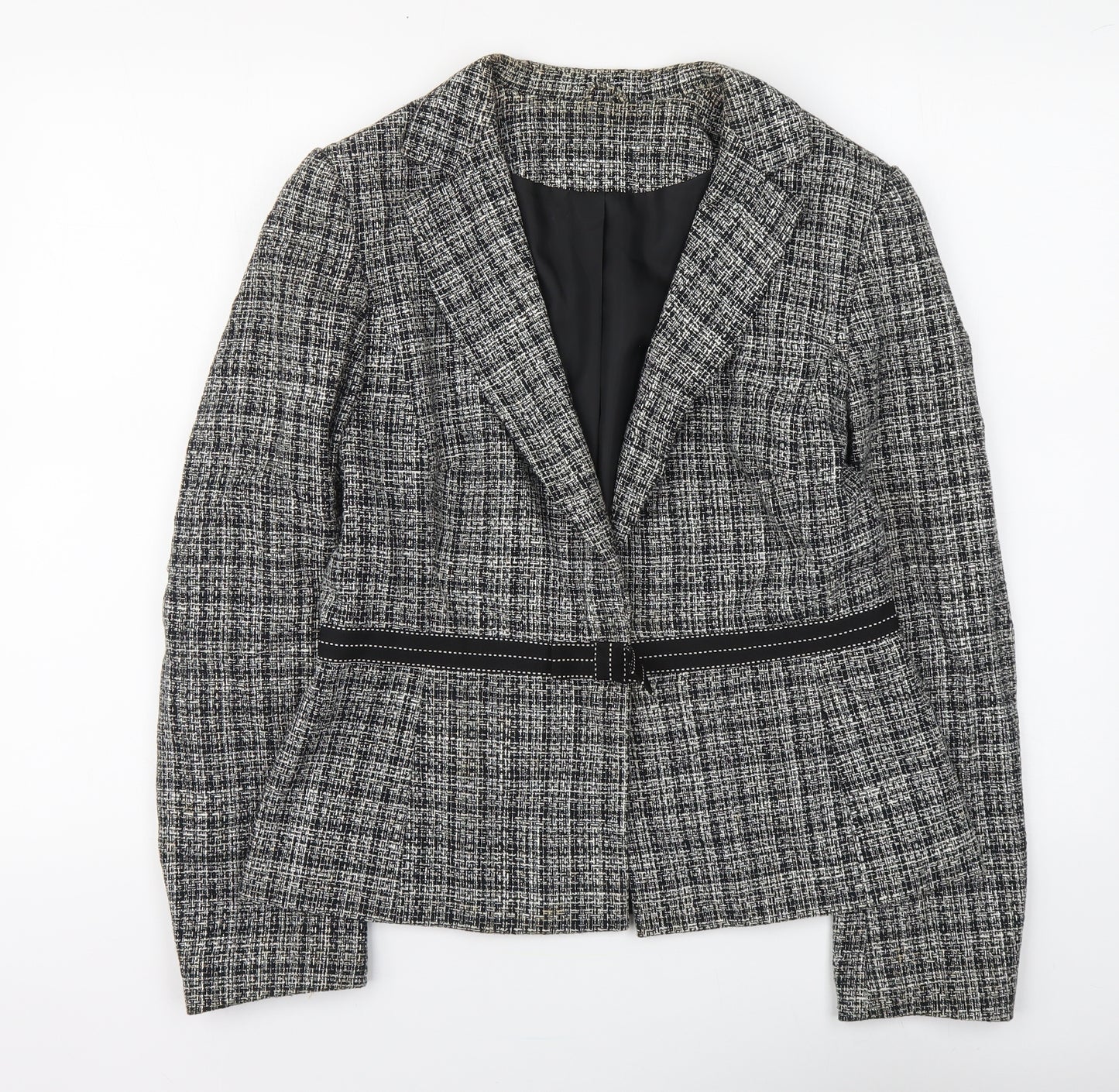 Bay Womens Grey Herringbone Jacket Size 14 Button