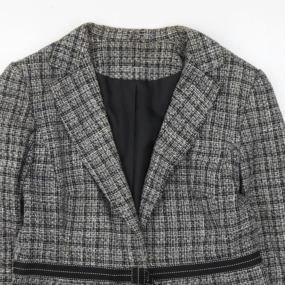 Bay Womens Grey Herringbone Jacket Size 14 Button