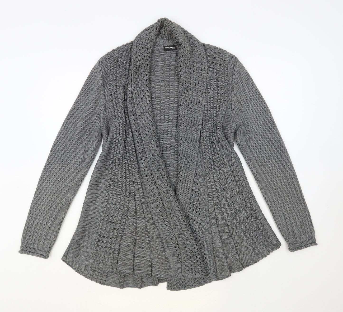 Gerry Weber Womens Grey Collared Acrylic Cardigan Jumper Size 12