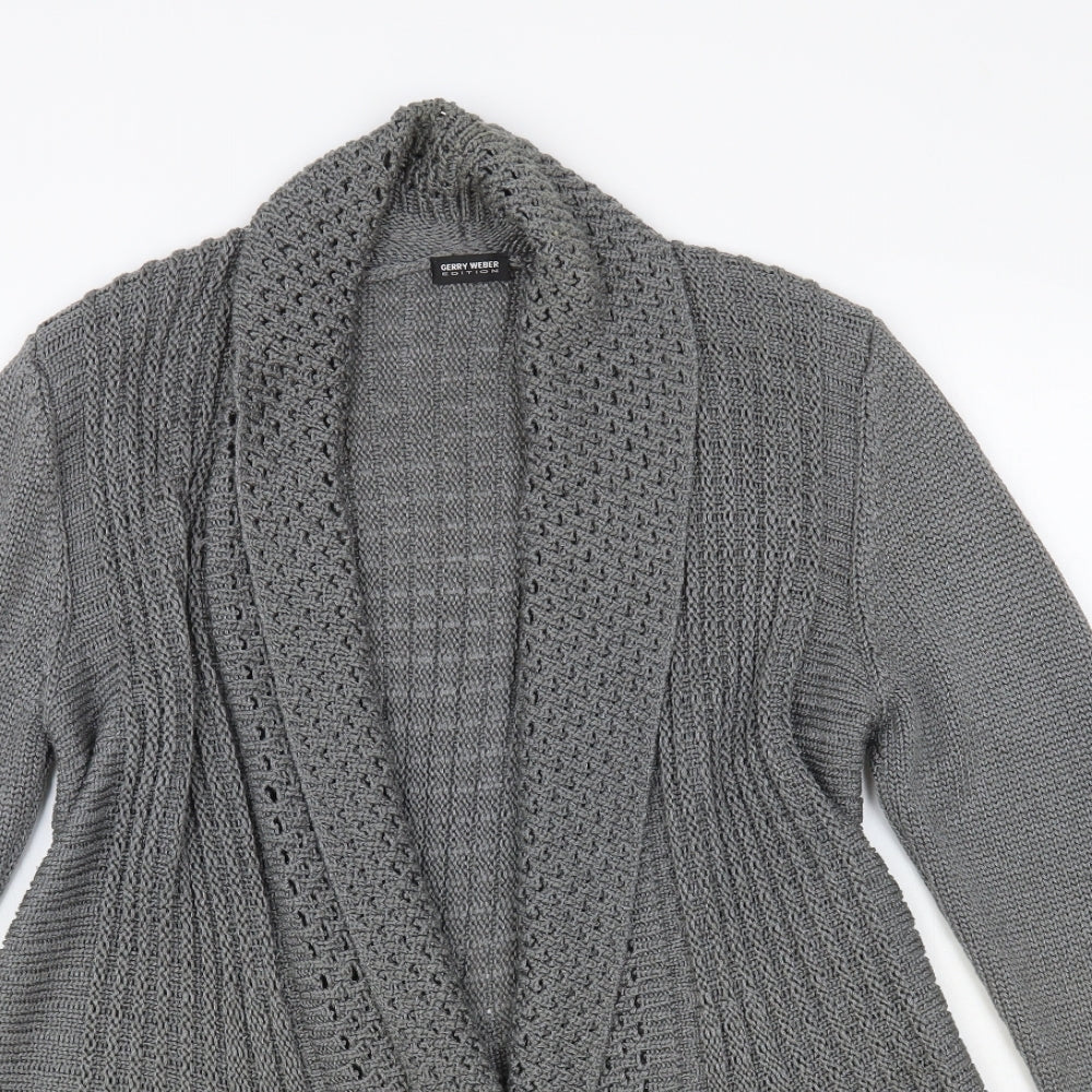 Gerry Weber Womens Grey Collared Acrylic Cardigan Jumper Size 12