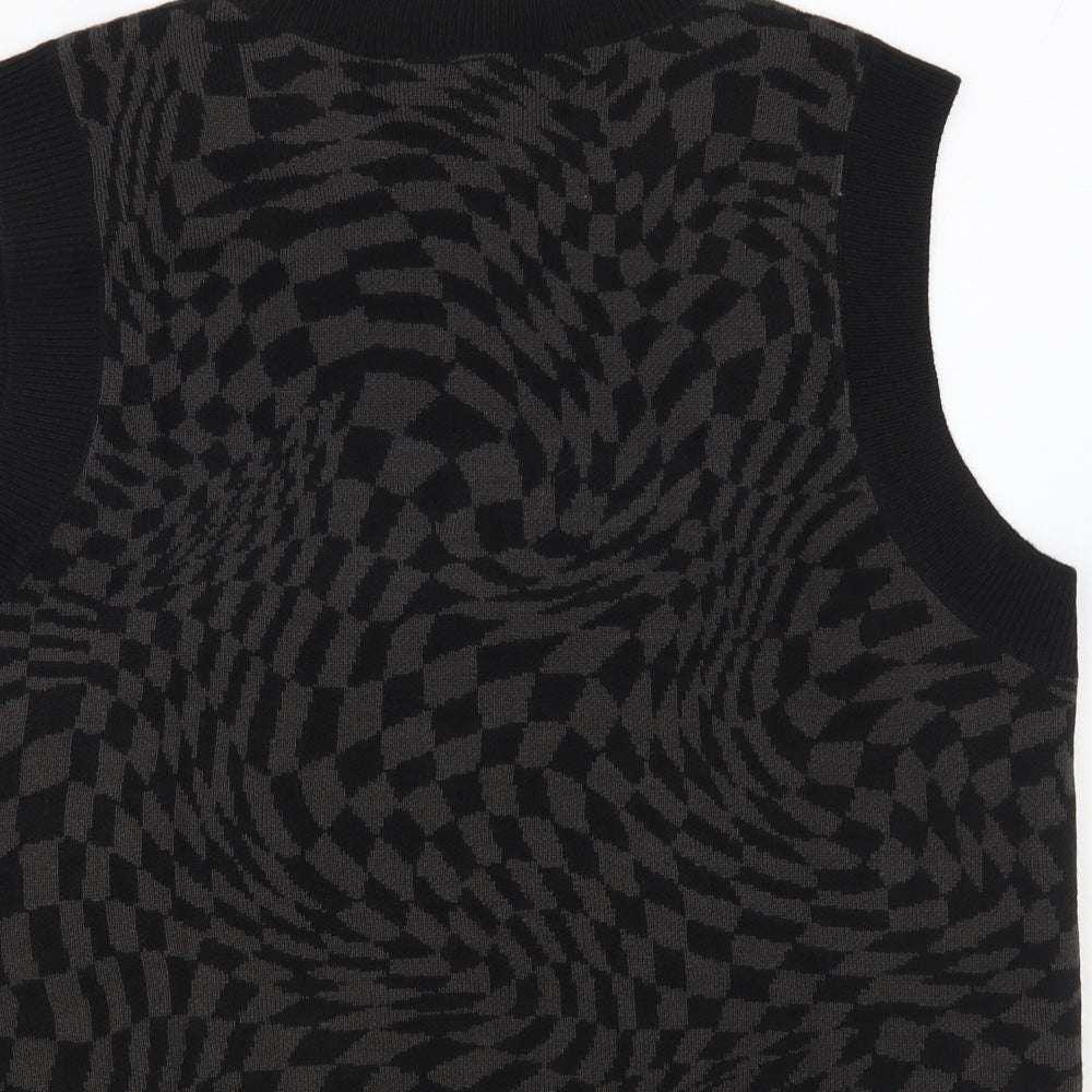 H&M Womens Black Crew Neck Geometric Acrylic Vest Jumper Size L