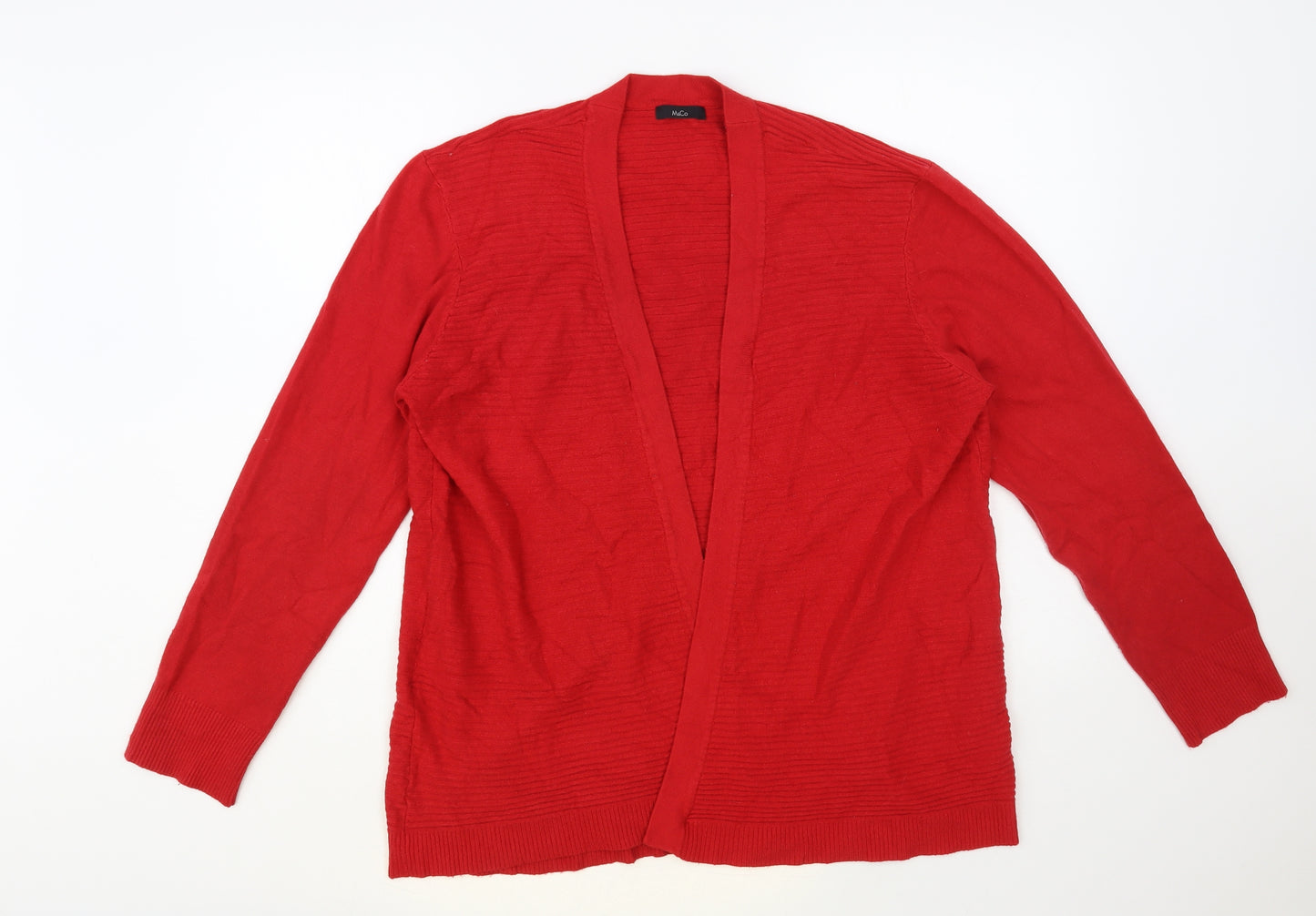 M&Co Womens Red V-Neck Viscose Cardigan Jumper Size 20
