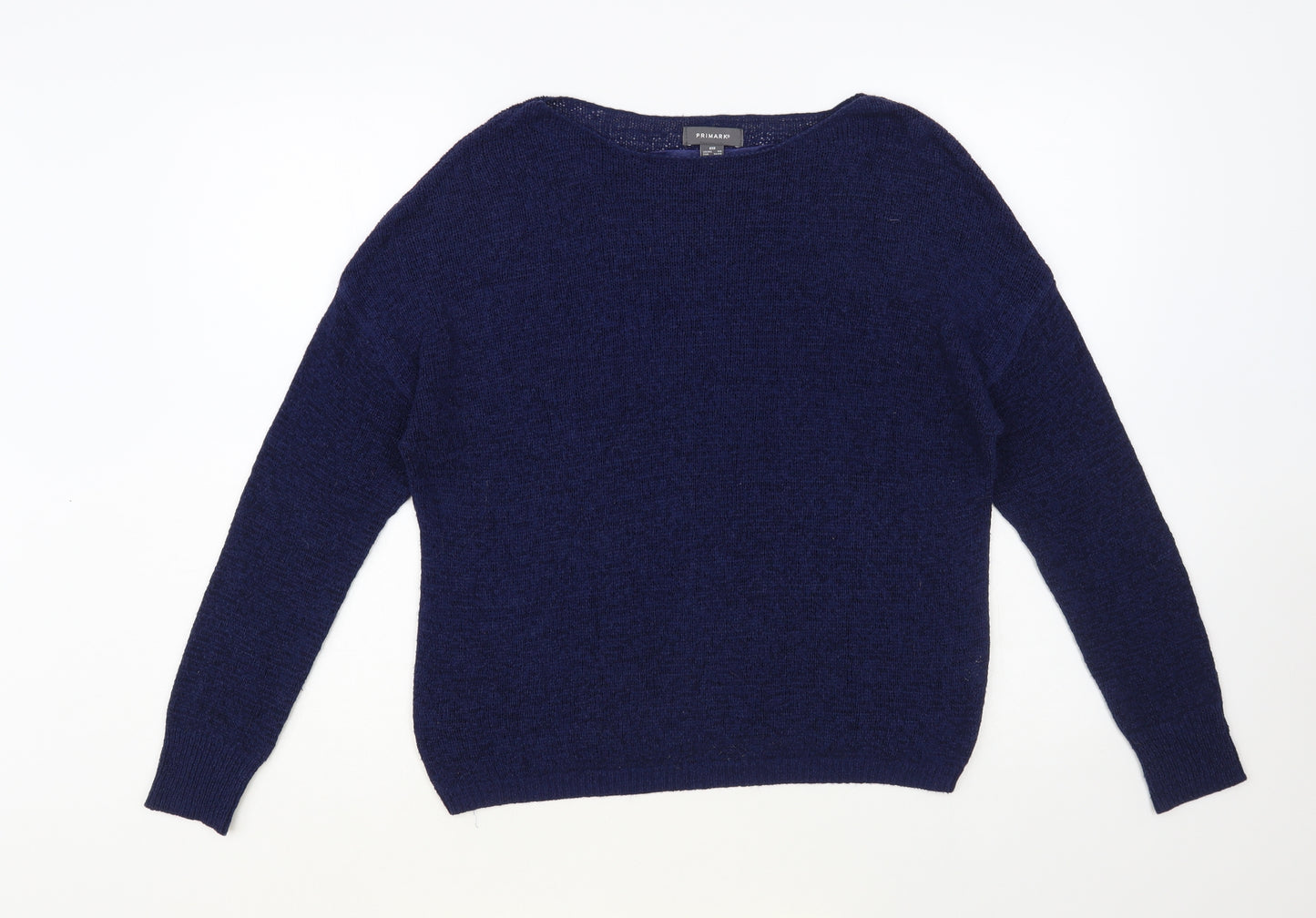 Primark Womens Blue Boat Neck Acrylic Pullover Jumper Size 6