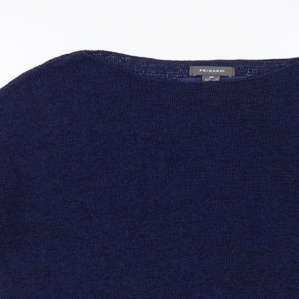 Primark Womens Blue Boat Neck Acrylic Pullover Jumper Size 6