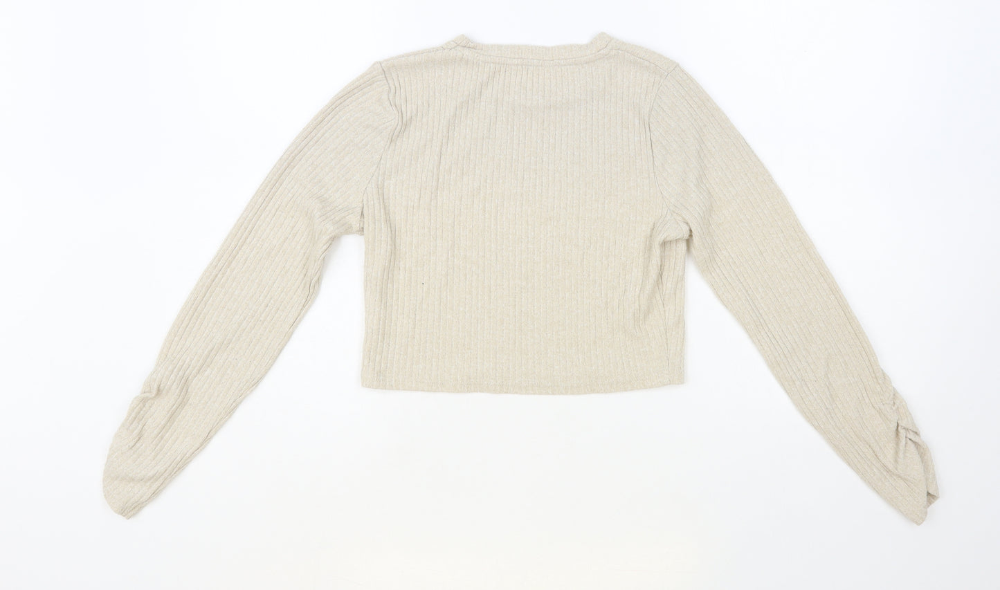 Candy Couture Girls Beige Crew Neck Polyester Pullover Jumper Size 13 Years Pullover - Cropped